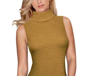 HyBrid & Company Womens Super Comfy Sleeveless Turtleneck Sweater