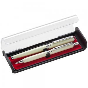 Pentel Libretto Roller Gel Pen and Pencil Set with Gift Box, Pen 0.7mm and Pencil 0.5mm, Cream Barrels (K6A8W-A)
