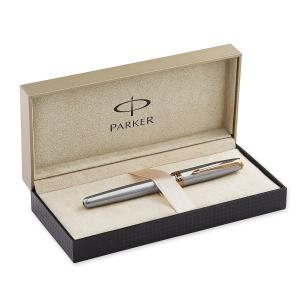 Parker Stainless Steel with Golden Trim, Fountain Pen, Medium nib with Black ink (S0809120)