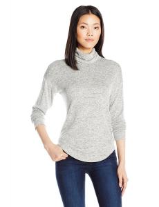 Olive & Oak Women's Hacci Hi-Lo Turtleneck Sweater, Heather Grey, Medium