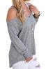 Mulisky Women Sexy Cold Shoulder Long Sleeve High Low Hem Knitted Sweater Blouse