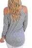 Mulisky Women Sexy Cold Shoulder Long Sleeve High Low Hem Knitted Sweater Blouse