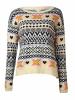 Maison Jules Long-Sleeve Fair Isle Sweater, Antique White Combo, XS