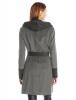 Calvin Klein Women's Wool Wrap Coat with Detachable Belt and Oversized Collar