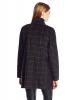 Lucky Brand Women's Windownpane High Collar Wool Coat with Hidden Placket