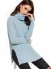 ROMWE Women's Turtleneck Side Slit Loose Cable Long Sleeve Sweater
