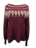 Free People Womens Fair Isle Boatneck Pullover Sweater