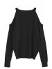 ROMWE Women's Casual Cold Shoulder Loose Knitted Sweater Tops