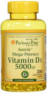 Puritan's Pride Vitamin D3 5000 IU-200 Softgels