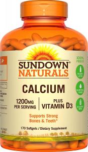 Sundown Naturals Calcium 1200 Plus Vitamin D3 1000 IU, 170 Liquid Filled Softgels