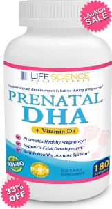 Prenatal DHA + Vitamin D3 One a Day (180ct, 6 Mo. Supply) Supports Brain Development in Babies During Pregnancy and Lactation Unflavored Non-GMO Sustainable Wild Caught Omega 3 Fish Oil Supplement