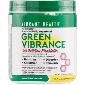 Vibrant Health - Green Vibrance, A Comprehensive, Restorative, Advanced Daily Superfood + Vegan D3, 15 servings