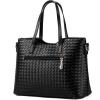 Vincico174;Women 3 Piece Tote Bag Pu Leather Weave Handbag Shoulder Purse Bags