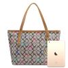 Micom Casual Signature Printing Pu Leather Tote Shoulder Handbag with Metal Decoration for Women