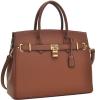 Dasein Faux Leather Padlock Structured Briefcase Satchel Handbag, Tablet, iPad Bag