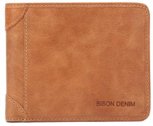 Bison Denim Men's Genuine Cowhide Leather Vintage Bifold Wallets