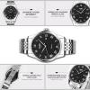 Mens Roman Numeral Stainless Steel Watch, Analog Quartz Unique Dress Wrist Watch Waterproof Business Casual, Key Scrath Resitant Face and Classic Calendar Date Window 30M 3ATM Water Resistant - Black