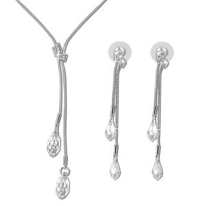 Qianse Y-type Necklace Earrings Jewelry Set, Made with SWAROVSKI Crystal*Bridal Women Fashion Jewelry