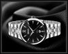 Men's Unique Analog Quartz Waterproof Business Casual Stainless Steel Band Dress Wrist Roman Numeral Watch, Classic Calendar Date Window - Black