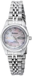 Armitron Women's 75/2475PMSV Swarovski Crystal Accented Silver-Tone Pink Mother-of-Pearl Dress Watch