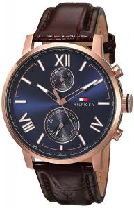 Tommy Hilfiger Men's 'ALDEN' Quartz Stainless Steel and Leather Casual Watch, Color:Brown (Model: 1791308)