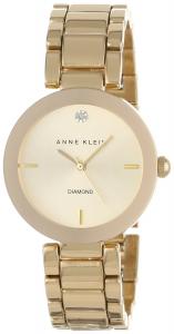 Anne Klein Women's AK/1362CHGB  Diamond Dial Gold-Tone Bracelet Watch