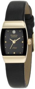 Armitron Women's 75/3594BKBK Gold-Tone Diamond-Accented Watch with Black Leather Band