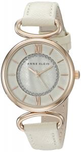 Anne Klein Women's AK/2192RGIV Glitter Accented Rose Gold-Tone and Ivory Strap Watch