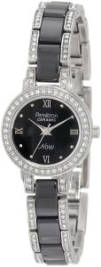 Armitron Women's 75/3919BKSV Swarovski Crystal Accented Silver-Tone and Black Ceramic Watch