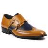 UV Signature PA003 Men's Perforated Wing Tip Double Monk Strap Dress Shoes