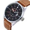 SENOLAN Mens Business Casual Sport Fashion Style Waterproof Auto Date Analog Quartz Wrist Watch with Luminous Hands Stainless Steel Case Comfortable Leather Band Strap-Brown