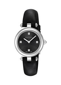 Gucci Women's Swiss Quartz Stainless Steel and Leather Dress Watch, Color:Black (Model: YA141506)