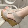 2015 new female sandals women wedges platform shoes summer vintage heeled Peep Toe sandal High heels Fish head shoe zipper