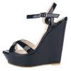 ZriEy Women's Fashion Ankle Strap High Heel Wedge Sandals Patent Leather