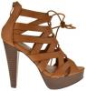 Table 8 Peep Toe High Heel Lace Up Strappy Pumps Tan
