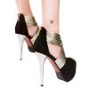 Fereshte Womens Sexy Fashion Peep-toe Stripe Sandals Super High Heels