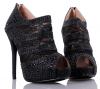 Fashion Peep Toe Lace Rhinestones Blink Platform W/back Zipper Open-toe Womens High Heels Shoes