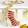 Cute Charming 3D Blingbling High Heeled Boots Sandals Pumps Shoes Shaped Enamel Crystal Rhinestone Metal Keychain Key Ring Call Phone Car Handbag Pendant Ornament Gift (Red Sandal)