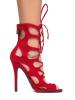 Lace Up Gladiator High Heel - Peep Toe Suede Shoe - Sexy Dress Cut Out Sandal Heel