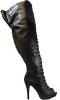 Plus Size Wide Width & Extended Calf Lace Up Thigh High Franch Peep Toe Boots