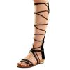 Alexis Leroy Women's Gladiator Wrap Knee High Strappy Lace Up Flat Sandal
