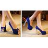 Fashion Lady Wide High Heel Shoes Yuzui Crystal Single Shoes Sandals Blue US8 strapless Shoes