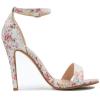 Allegra K Women Floral Prints Open Toe Ankle Strap Stiletto Sandals