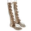 Lady Gladiator Sandals Women Knee High Boots Cross Straps Shoes
