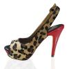 Leopard Red Sole High Heels Stiletto with Slingback Shoes Memory Foam Insoles Animal Print