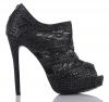 Fashion Peep Toe Lace Rhinestones Blink Platform W/back Zipper Open-toe Womens High Heels Shoes