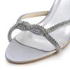 Elegantpark Women Open Toe High Heel Rhinestones Satin Prom Evening Sandals
