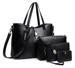 Tibes Fashion Women's PU Leather Handbag+Shoulder Bag+Purse+Card Holder 4pcs Set Tote