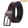 Whippy Genuine Leather Men's Dress Reversible Belt 1.33" Wide Rotated Buckles