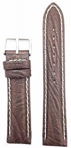 20mm Dark Brown, White Stitches, Heavy Grain Leather Watch Band
